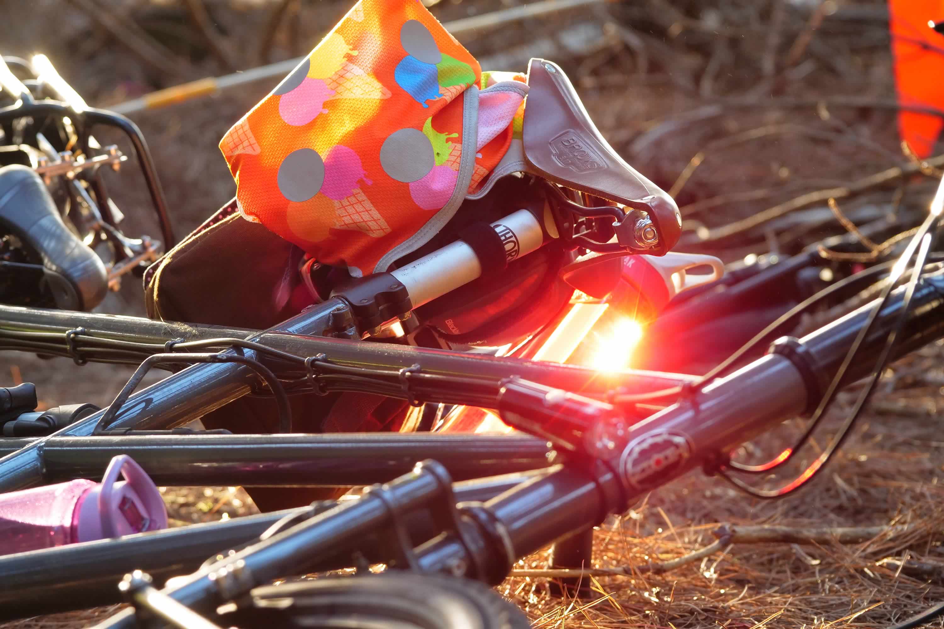 Bike with hi-vis vest. Photo: Andrew Hughes.