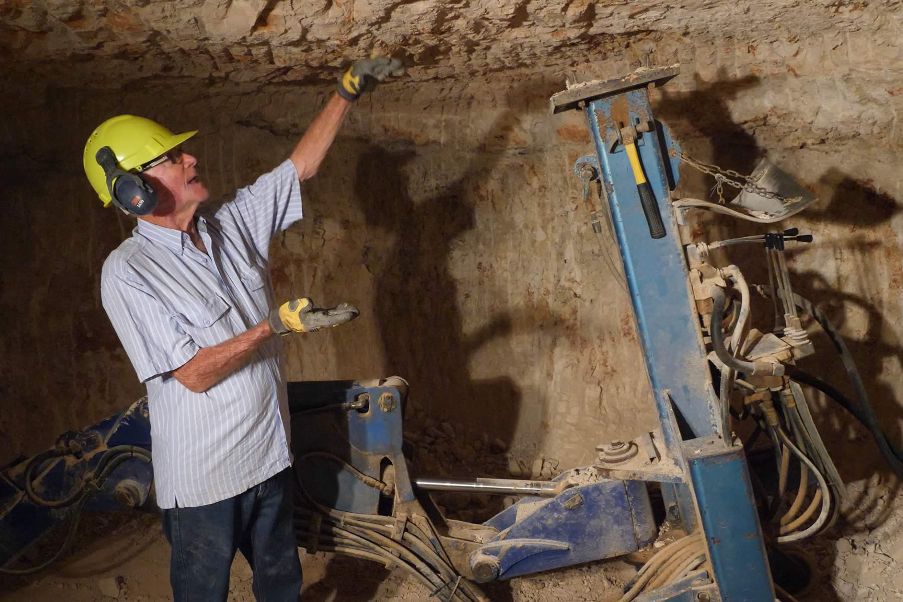 Brian King in his working opal mine. Photo: Andrew Hughes.